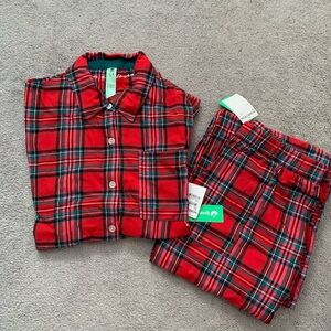 NEW Nordstrom Honeydew Red Plaid Pajama Set Sz M w/ Reusable Gift Bag